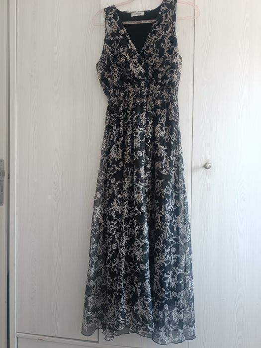 Sukienka maxi lemonada wiskozowa podszewka , Boho kwiaty,stan idealny