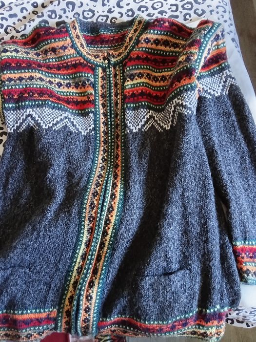 Casaco malha crochê étnico exclusivo quentinho artesanal