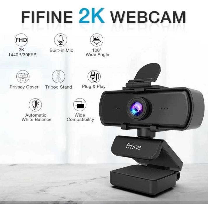 Веб Камера Fifine K420 для комп'ютера з мікрофоном і штативом триногою