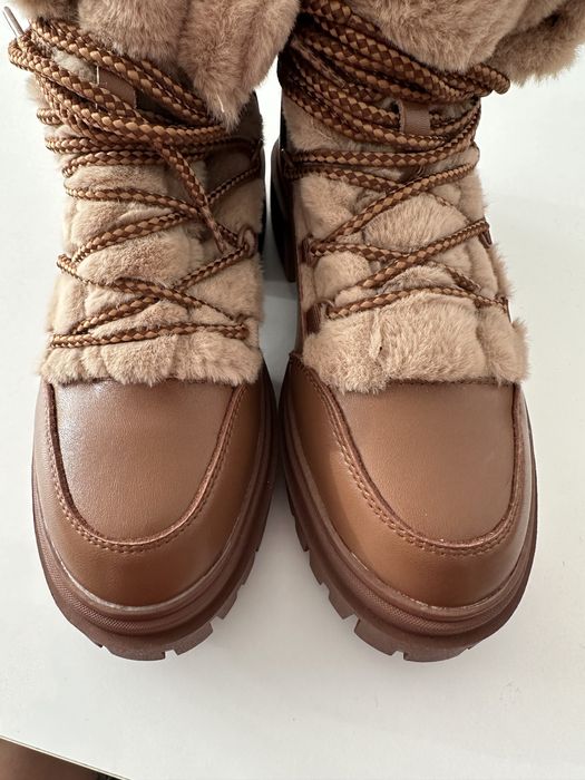 Nowe Skórzane Śniegowce Reserved Premium 36 Botki Kozaki Skóra Zimowe