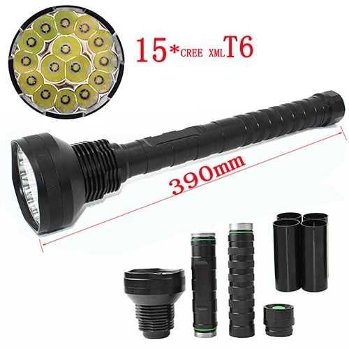 Lanterna led - 8000 lm - 15x cree-t6- caça ao javali