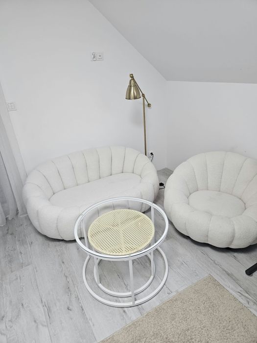 Zestaw muszelka muszla sofa fotel i stolik 2w1