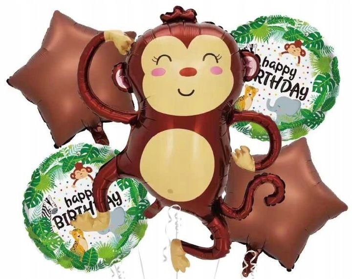zestaw balonów małpka safari dżungla zoo małpa urodziny, party 77cm