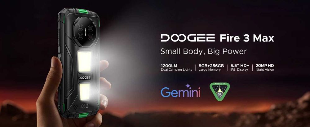 Telefone Ultra Resistente DOOGEE Fire 3 MAx  32GB (8+24) de RAM, 256GB de ROM