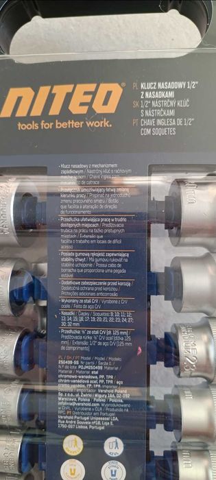 Klucz nasadkowy 1/2" z nasadkami, NITEO