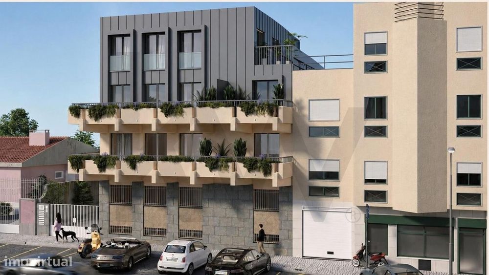 Fração F — T1 com varanda de 56 m2 em todo o apartamento | 2.º Piso