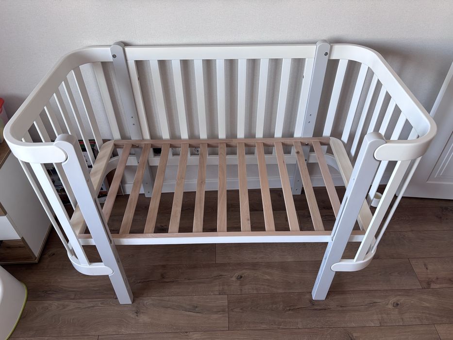 Дитяче ліжко Верес Монако біло сіре+маятник+матрац та постіль