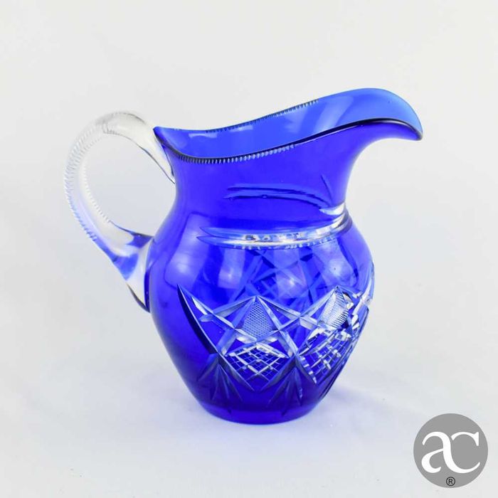 Jarro em Cristal doublé da Bohemia azul-cobalto