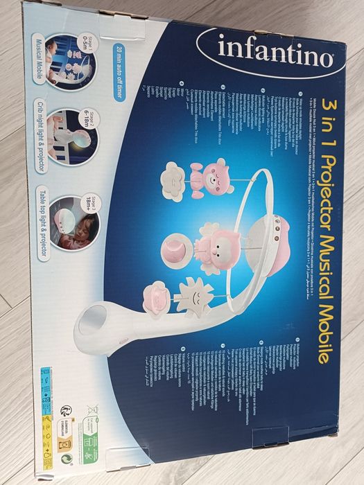 INFANTINO Projektor - Muzyczna Karuzela 3w1 Pudrowy róż