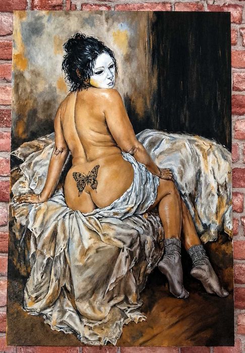 Akt kobiecy obraz 60x90 cm recznie malowany