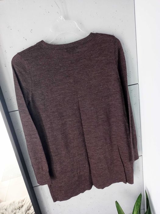 Długi brązowy sweterek z kieszeniami H&M r. M