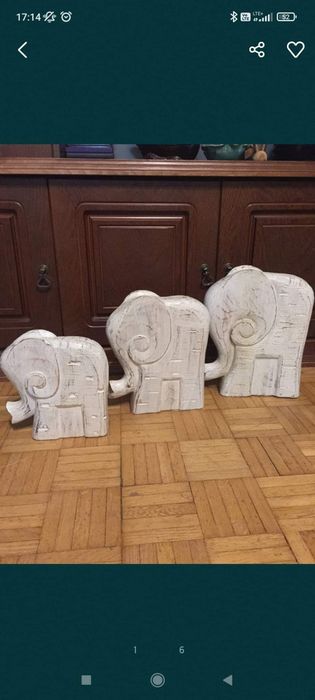 białe słonie drewniane