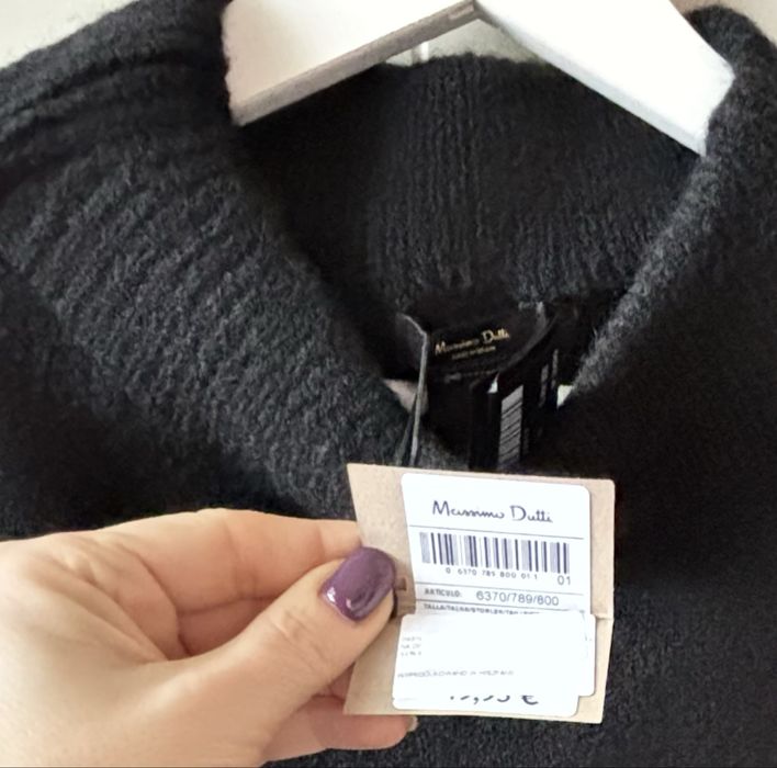 Kardigan Massimo Dutti czarny nowy z rozcięciami