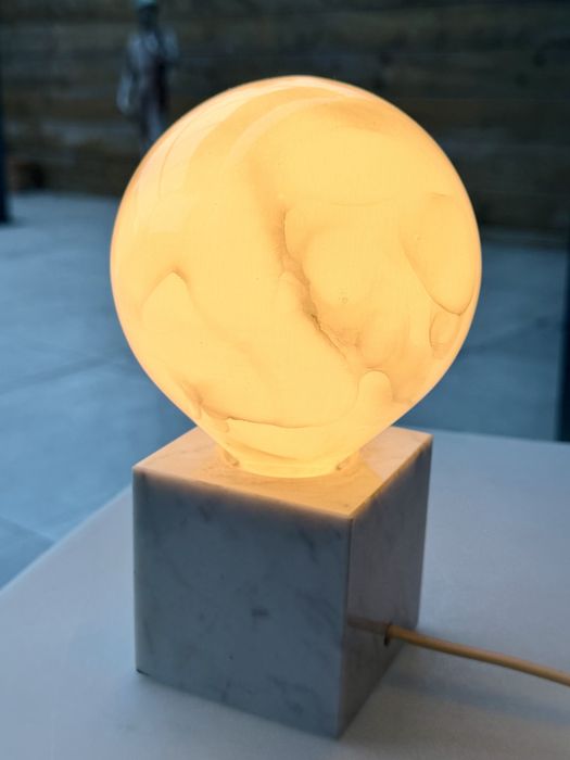 Vintage Lampka Kula Marmurowa LINDNER Mid-Century Modern Mega Design