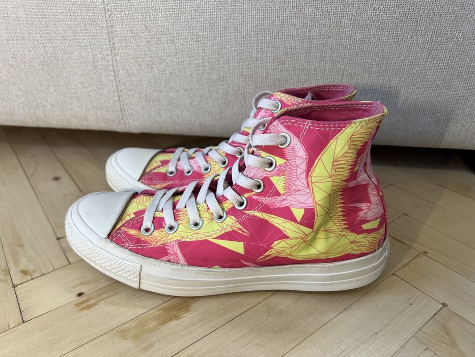Кеди converse 543182с рожеві з жовтими птахами