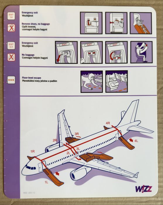 Safety Card Airbus 320 w 3 językach