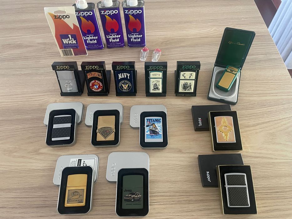 13 Isqueiros ZIPPO novos + acessórios