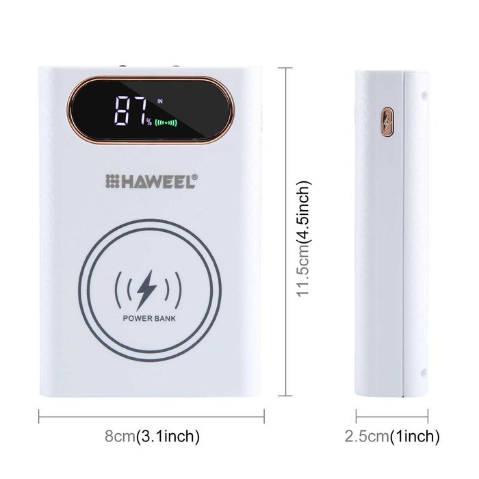 Powerbank HAWEEL z aku. Lit-jon 21700, 4 x 5000 mAh = 20000 mAh, QC4