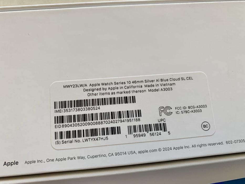 Оригінальні  Apple Watch Series 10 46  mm silver blue sport loop