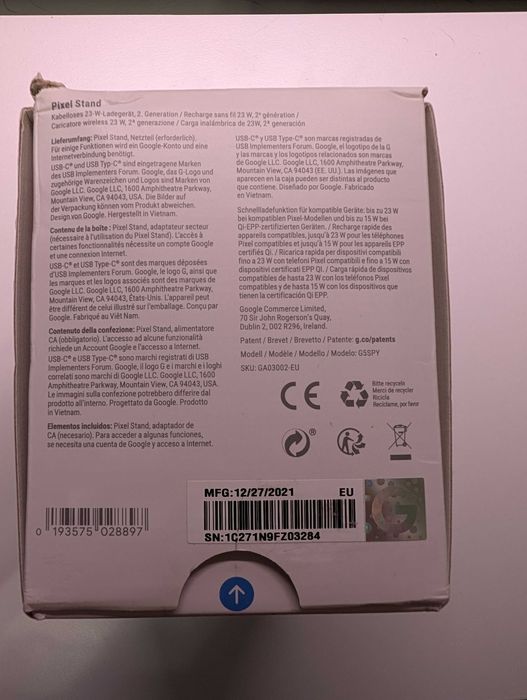 Беспроводная зарядка Google Pixel Stand 2 (GA03002)