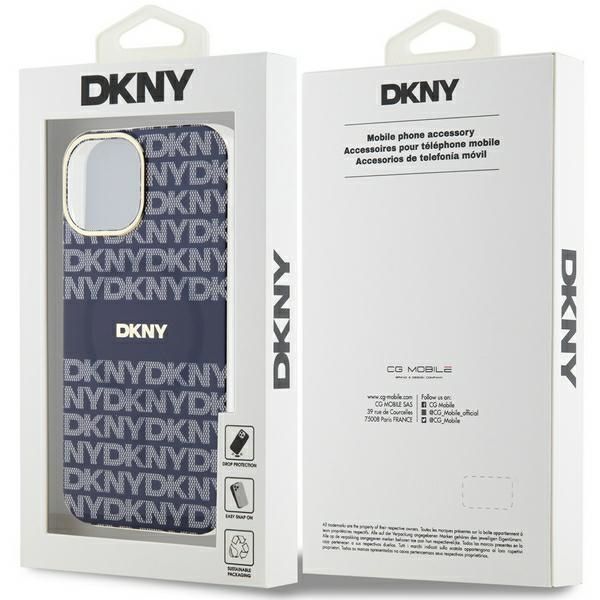 Etui DKNY IML Mono i Stripe MagSafe na iPhone 15 / 14 / 13 - niebieskie