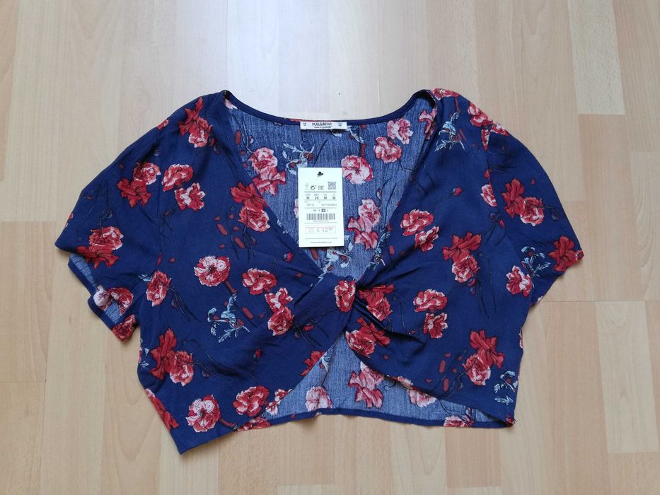 Pull&bear nowy z metką kwiatowy crop top bluzka 38