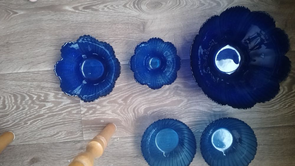 Салатники синее кобальтовое стекло набор 5 шт