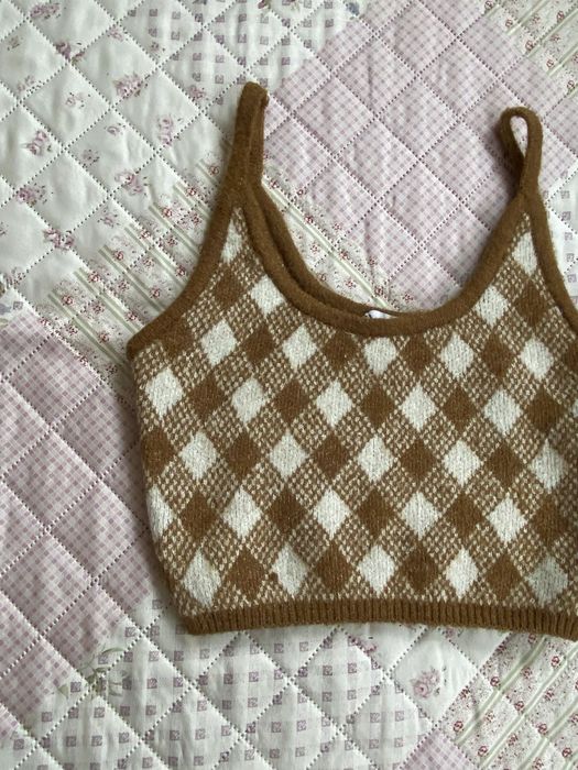 Krótki top na ramiączka w kratkę M 38 zara nowy