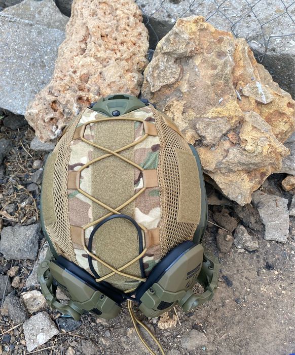 Шолом комплект тактичні навушники Fast IIIA