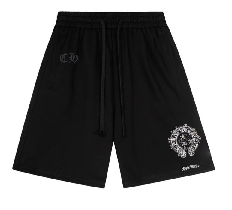 Шорты Chrome Hearts big logo унисекс черные Новинка Хроме хартс цепочка
