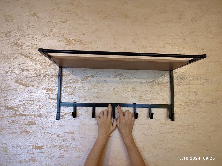 Nowy czarny wieszak ścienny półka na ubrania