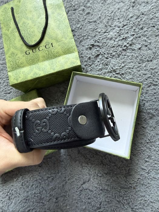 Gucci Pasek Skórzany GG Interlocking G 48/120 Czarny + Pudełko