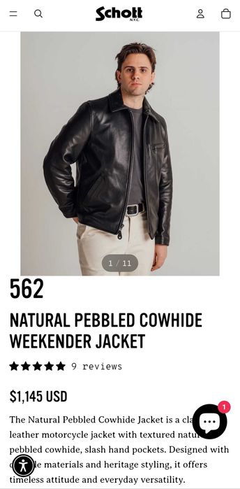 Оригінал шкіряна куртка Schott 562 Made in USA