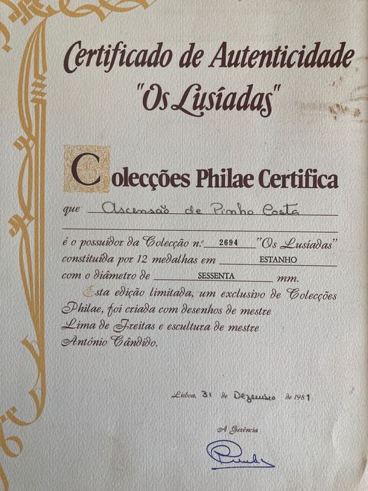 Moedas em estanho Coleções Philae 1981
