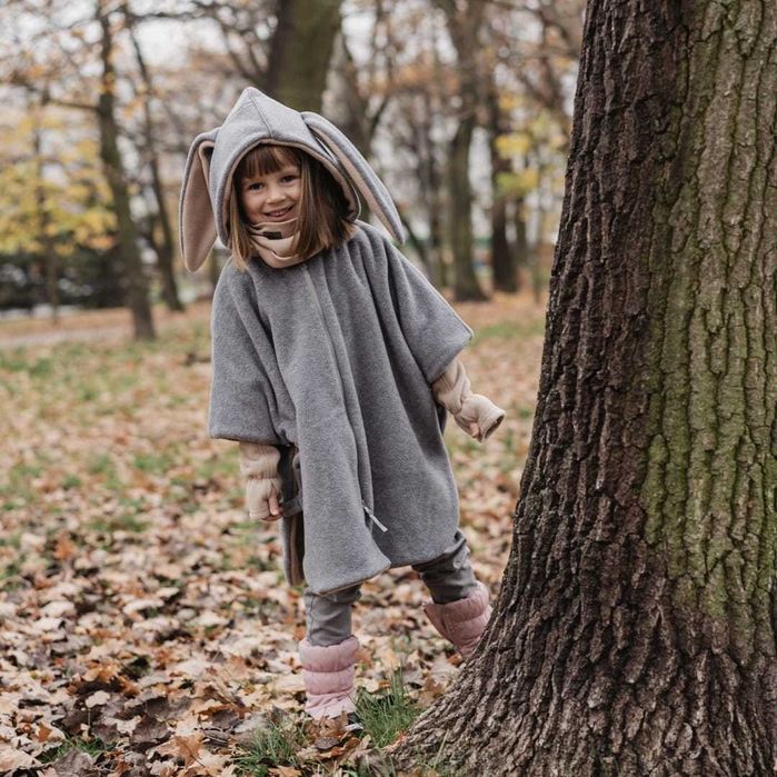 Ponczo PATULOVE do fotelika r. M 3-6lat KRÓLICZEK BEŻOWY + Mitenki HIT