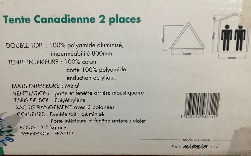 Vendo tenda canadiana de 2 lugares
