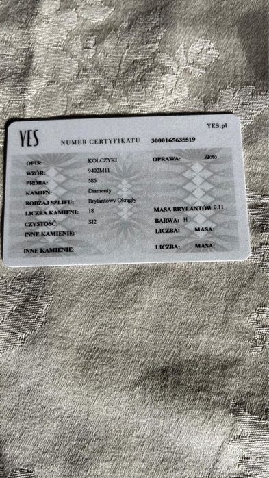 Łancuszek Zawieszka Kolczyki DIAMENTY Yes