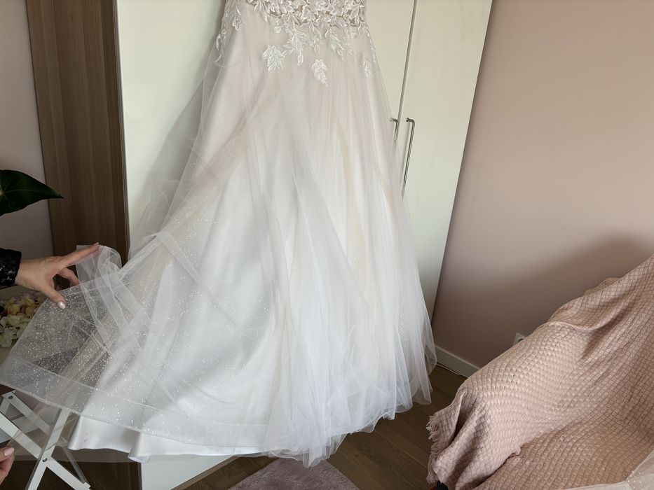 Suknia ślubna gorset rozm 42 tiul brokat