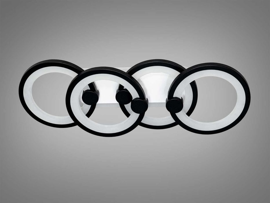 Світлодіодна люстра кільця чорна з пультом димером підсвічування 65W