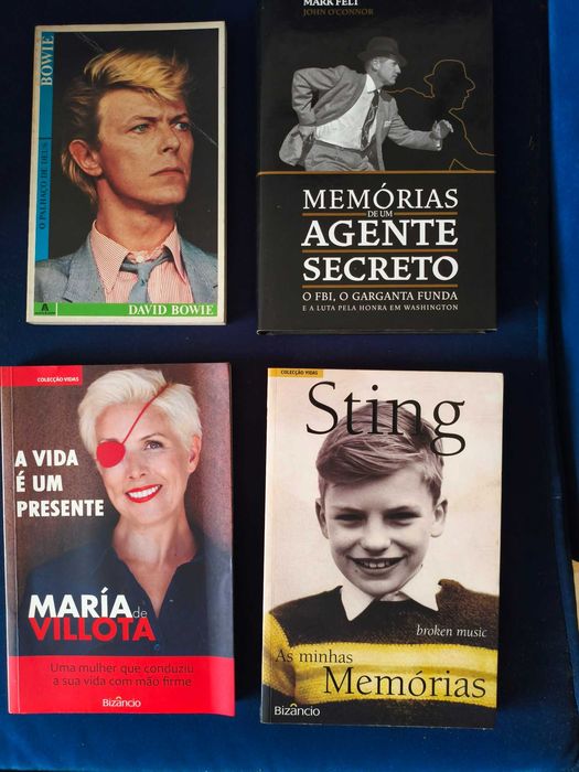 Lote 4 Livros Biografias e Histórias Reais - David Bowie, Sting, María de Villota e Mark Felt (Garganta Funda)