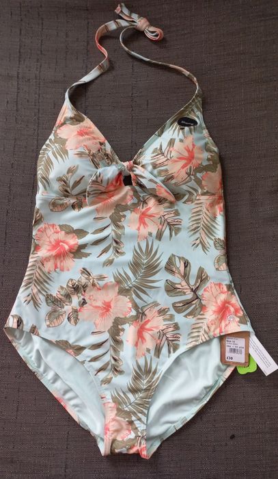 Nowy 1-częściowy strój kąpielowy kwiaty liście Mantaray uk 16 Eu 44