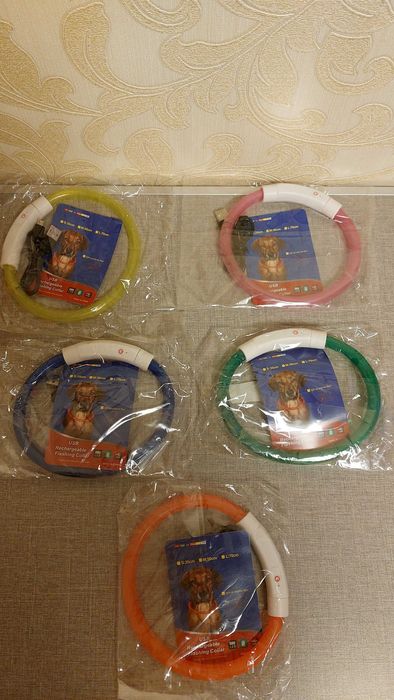 Автоматический поводок 3 м. и 5 м. СВЕТЯЩИЕСЯ ОШЕЙНИКИ размер S , M, L