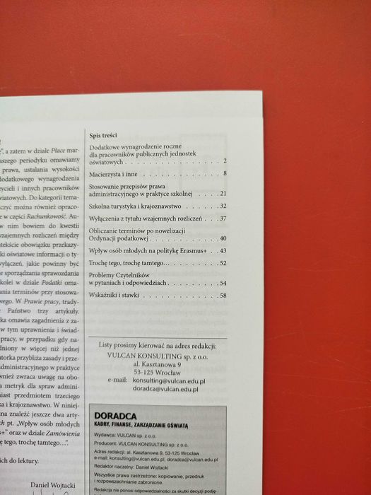 Doradca. Kadry, finanse, zarządzanie oświatą, Vulcan, marzec 2015