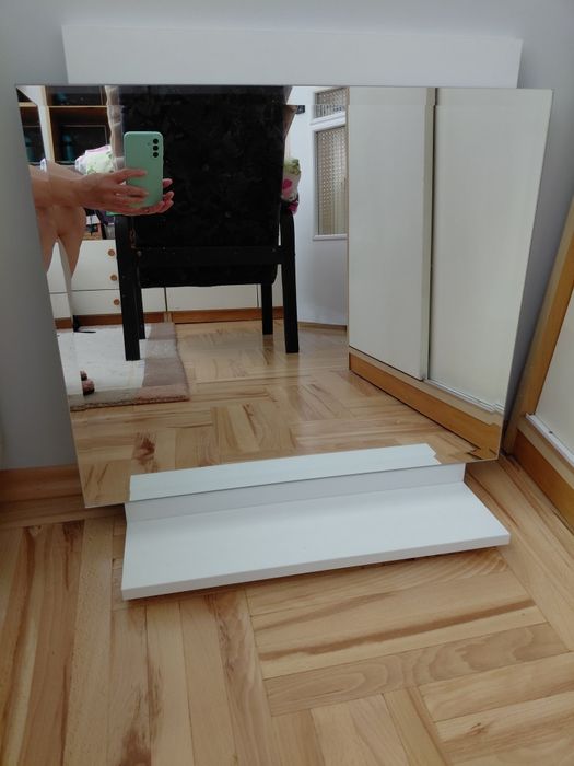 Lustro do łazienki z półką biale 60x50 cm