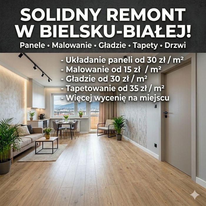 Malowanie, gładzie gipsowe,montaż tapet ,montaż paneli  itp