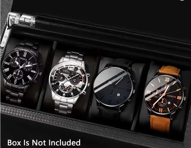 Conjunto de relógios de quartzo masculinos, 4 unidades, decorativo, mostrador com três olhos, relógios de negócios masculinos (sem caixa)