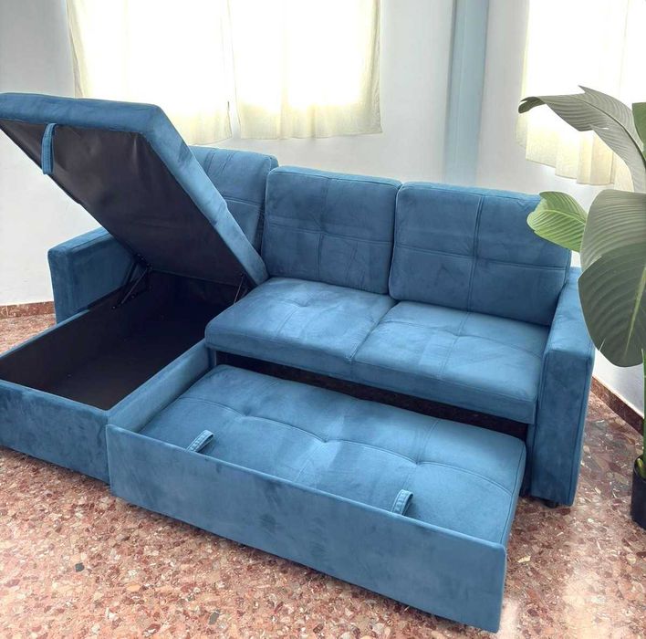 SOFÁ-CAMA Novo Com Chaise Longue E Armazenamento + Portes 408€