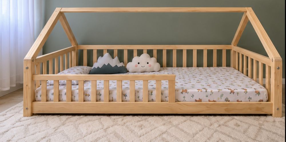Cama Montessori Infantil em Madeira de Pinho  — NOVA