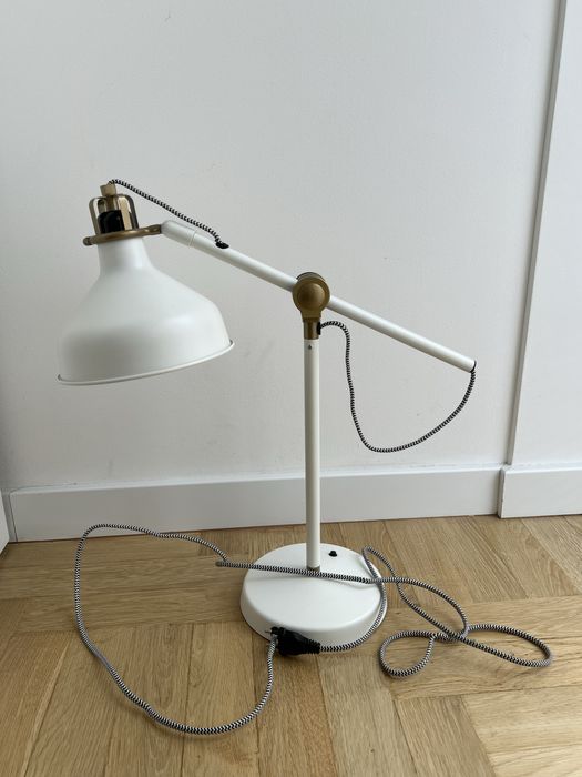 RANARP Lampa biurkowa ikea, biało złota + żarówka