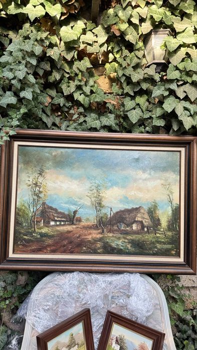 Картина холст масло рама с вензелями, из Европы